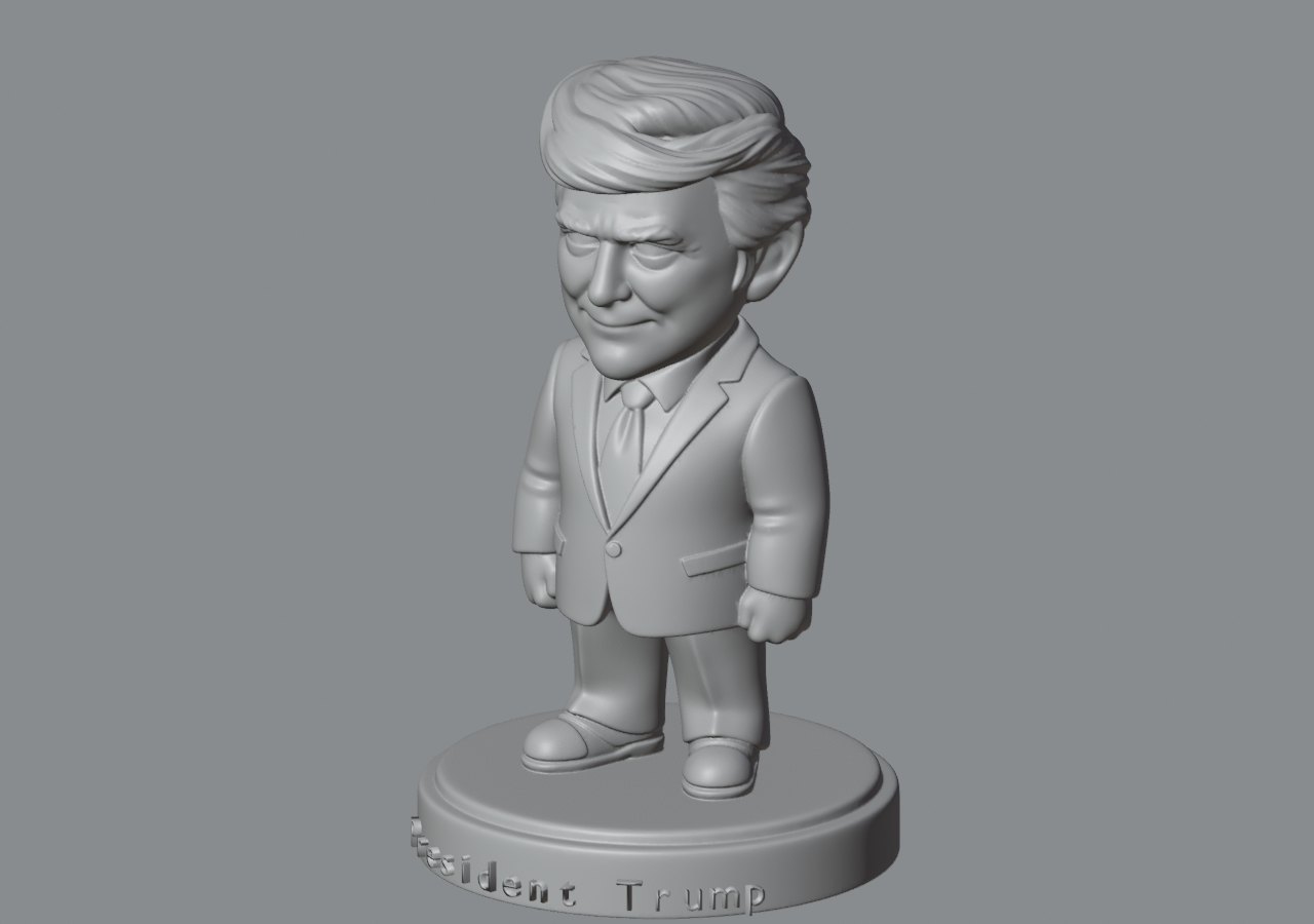 Print-ready standing CloneMini figurine preview on a round base
